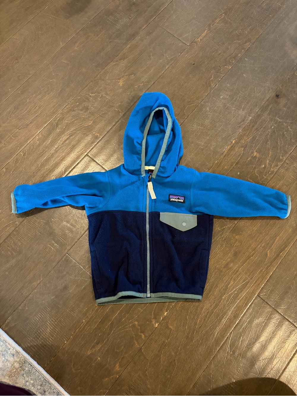 Patagonia Kids Two-Tone Blue Hooded Fleece Jacket